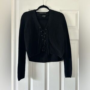 Express lace-up black cropped sweater - size x-small
